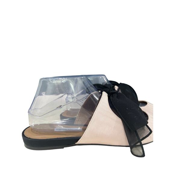 TABITHA SIMMONS Pale Pink / Black Chiffon Bow Pointed Toe Flats sz 41 (US 10) - Picture 5 of 8